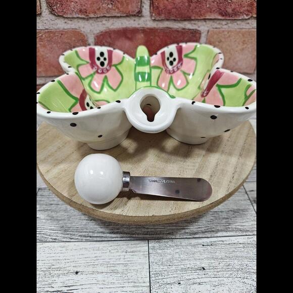 Hannabells by Johnna Elstob for Silvestri Butterfly Condiment Dip Serving Dish - Picture 5 of 9